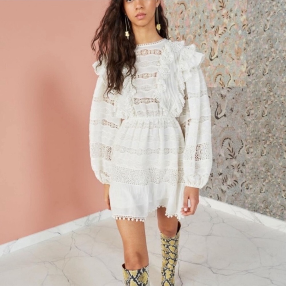 ULLA JOHNSON Jolie Ruffle Dress - Blanc White Sz 4